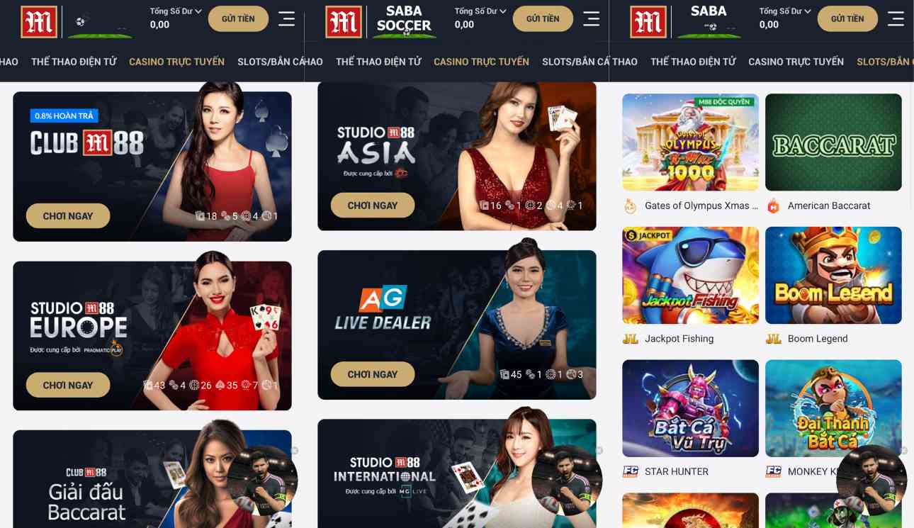 m88 live casino + slot game