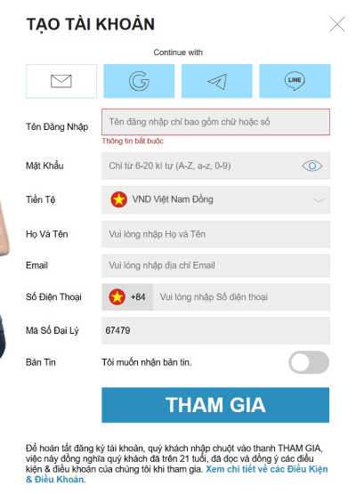 đăng ký tài khoản